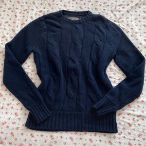 American Eagle Outfitters Dark Blue Cable Knit Sweater
